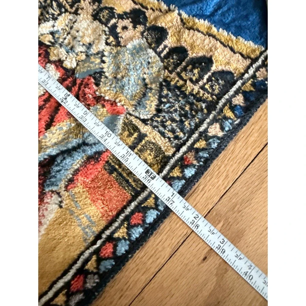 Vintage Spanish Bullfighting Tapestry Matador Woven Wall Hanging Blue Gold Red